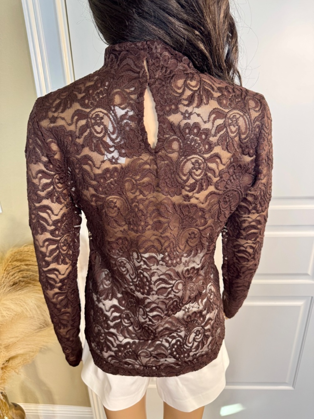 LOFT LACE LONG SLEEVE TURTLENECK TOP - MEDIUM - Picture 7 of 13